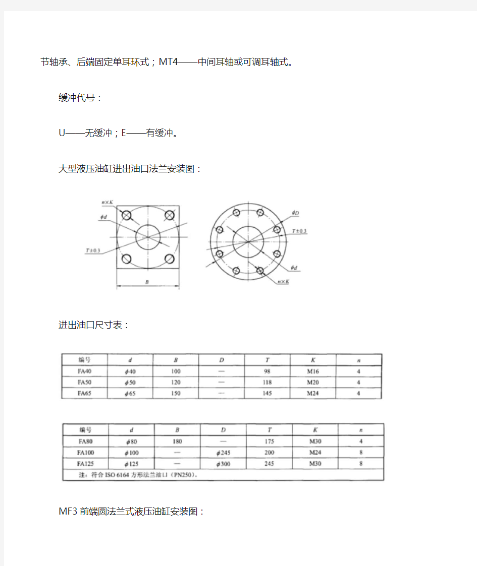 大型液压油缸基本参数(液压油缸标准尺寸表)