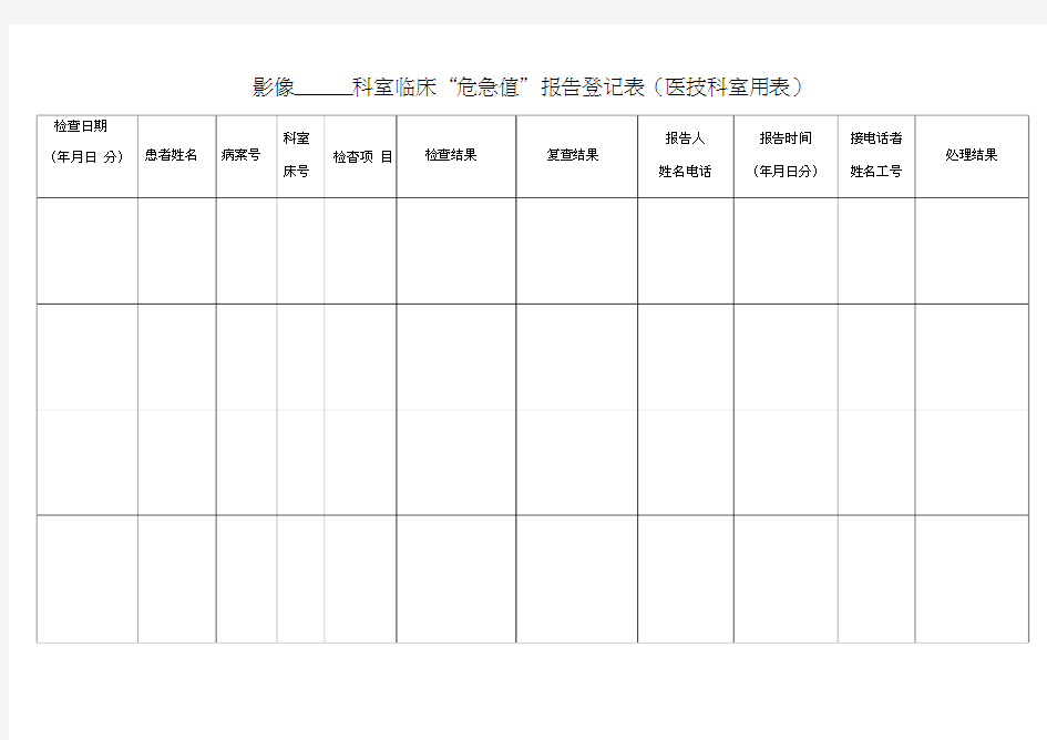 放射科危急值登记表