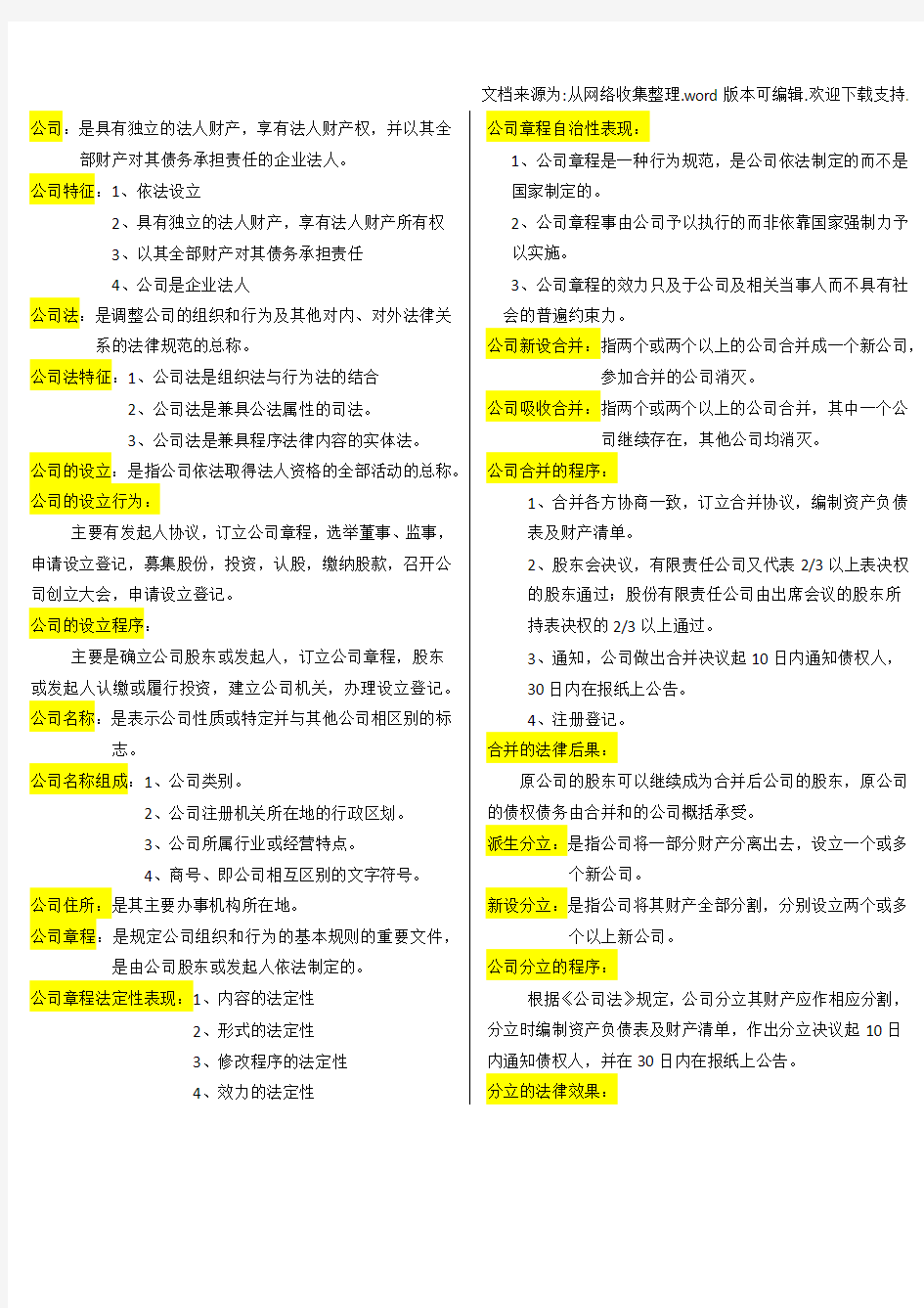 经济法概论00043重点总结2020年版