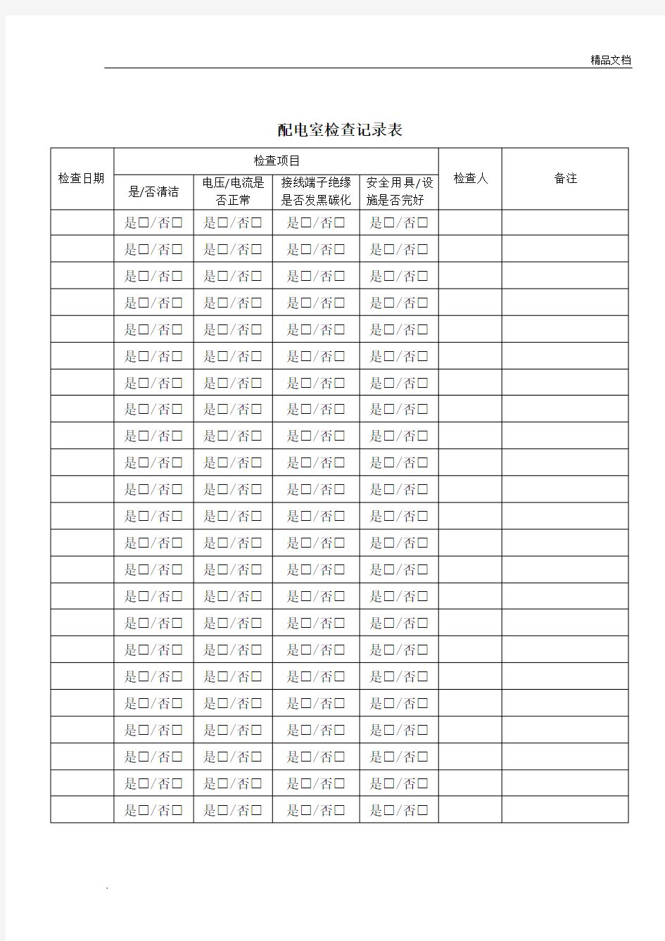 配电室检查记录