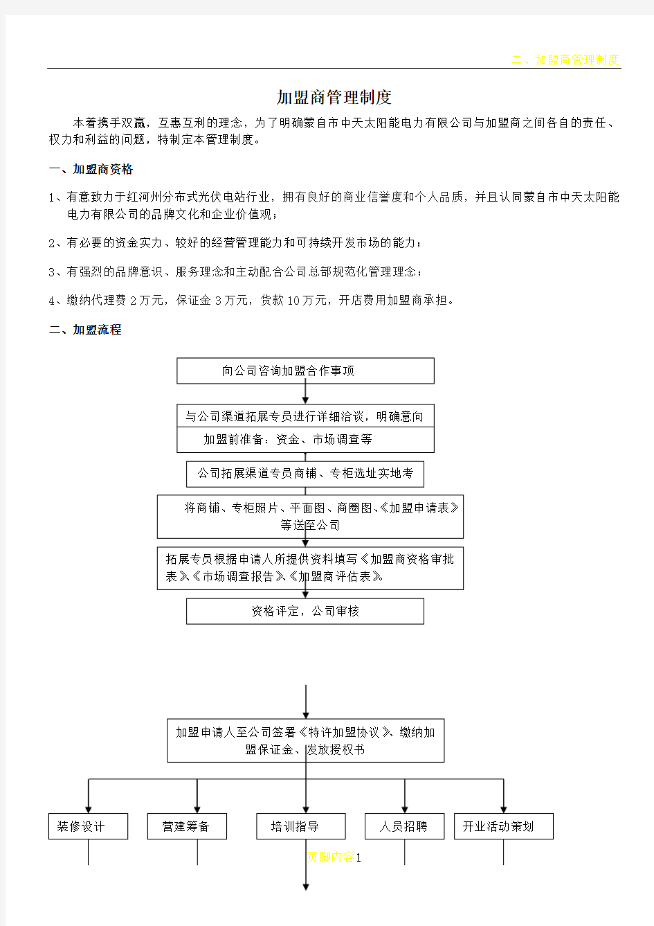 加盟商管理制度