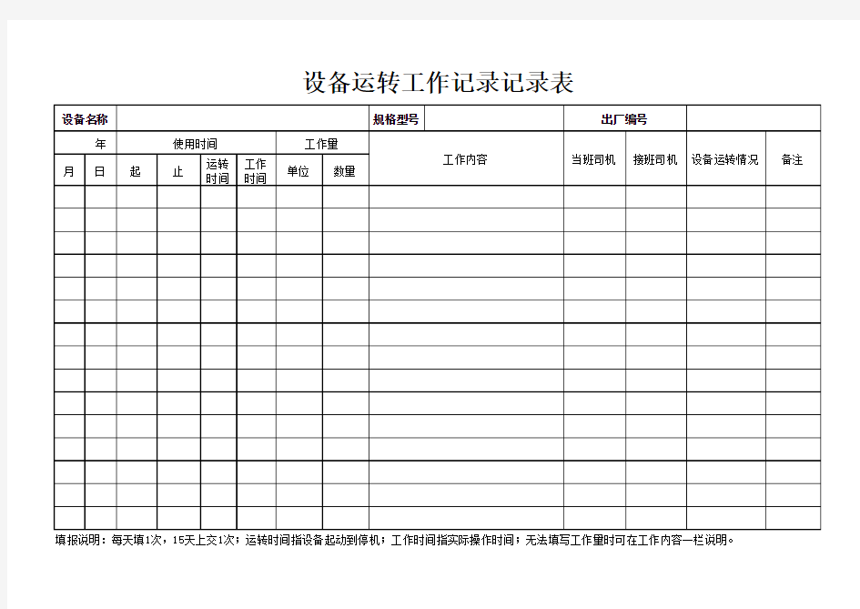 设备运转记录表格