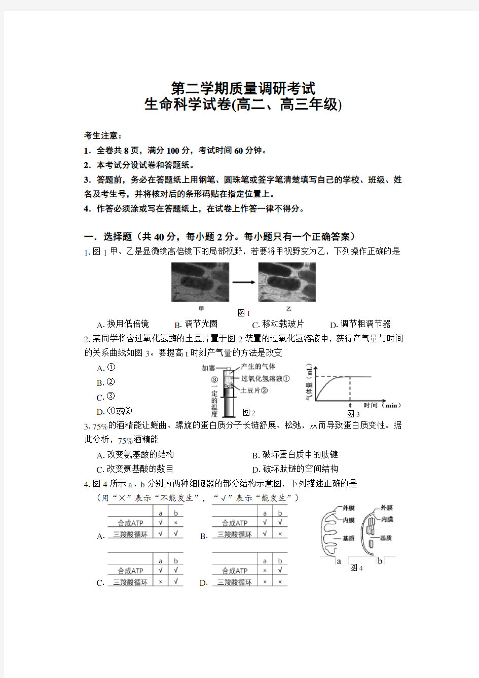 2020年高考生物二模试卷及答案