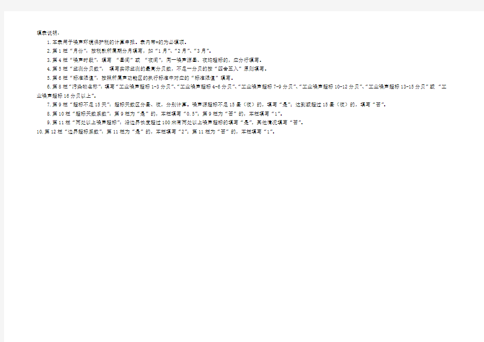 环境保护税按月计算报表(噪声适用)