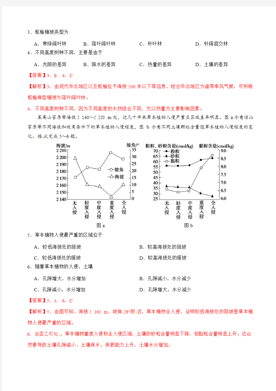 24  自然地理环境差异性—备战2020高考地理核心素养52项提升练(解析版)