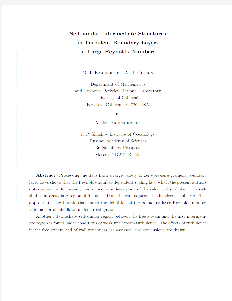 Self-Similar Intermediate Structures in Turbulent Boundary Layers At Large Reynolds Numbers