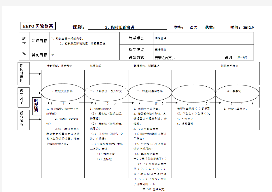 苏教语文五年级上册《陶校长的演讲》2-1