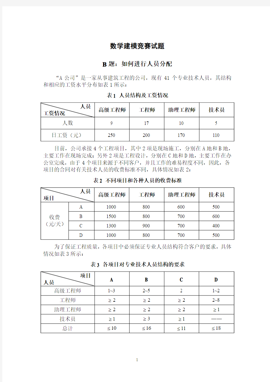 数学建模“如何进行人员分配”问题