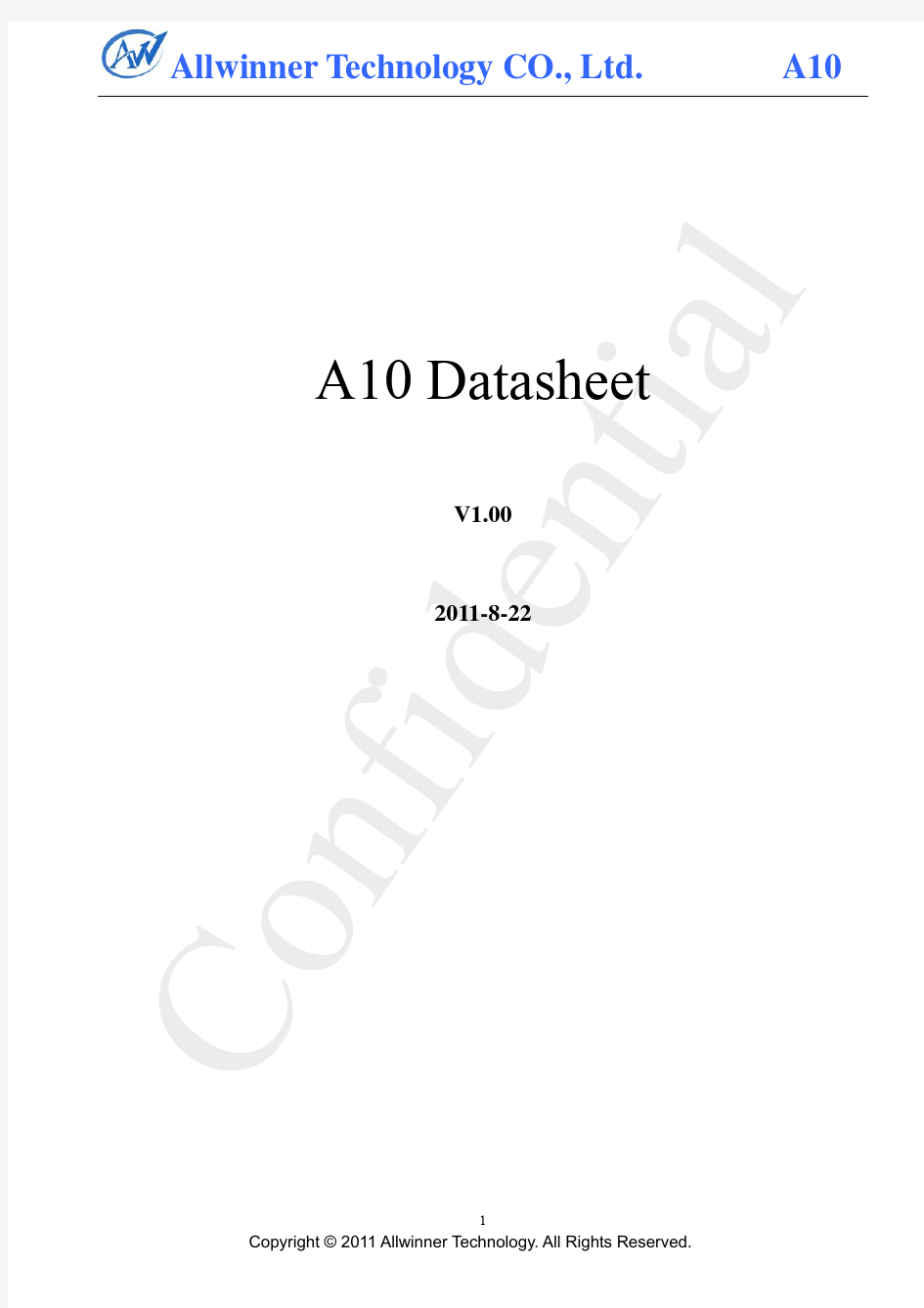 A10 datasheet 2011.8.22