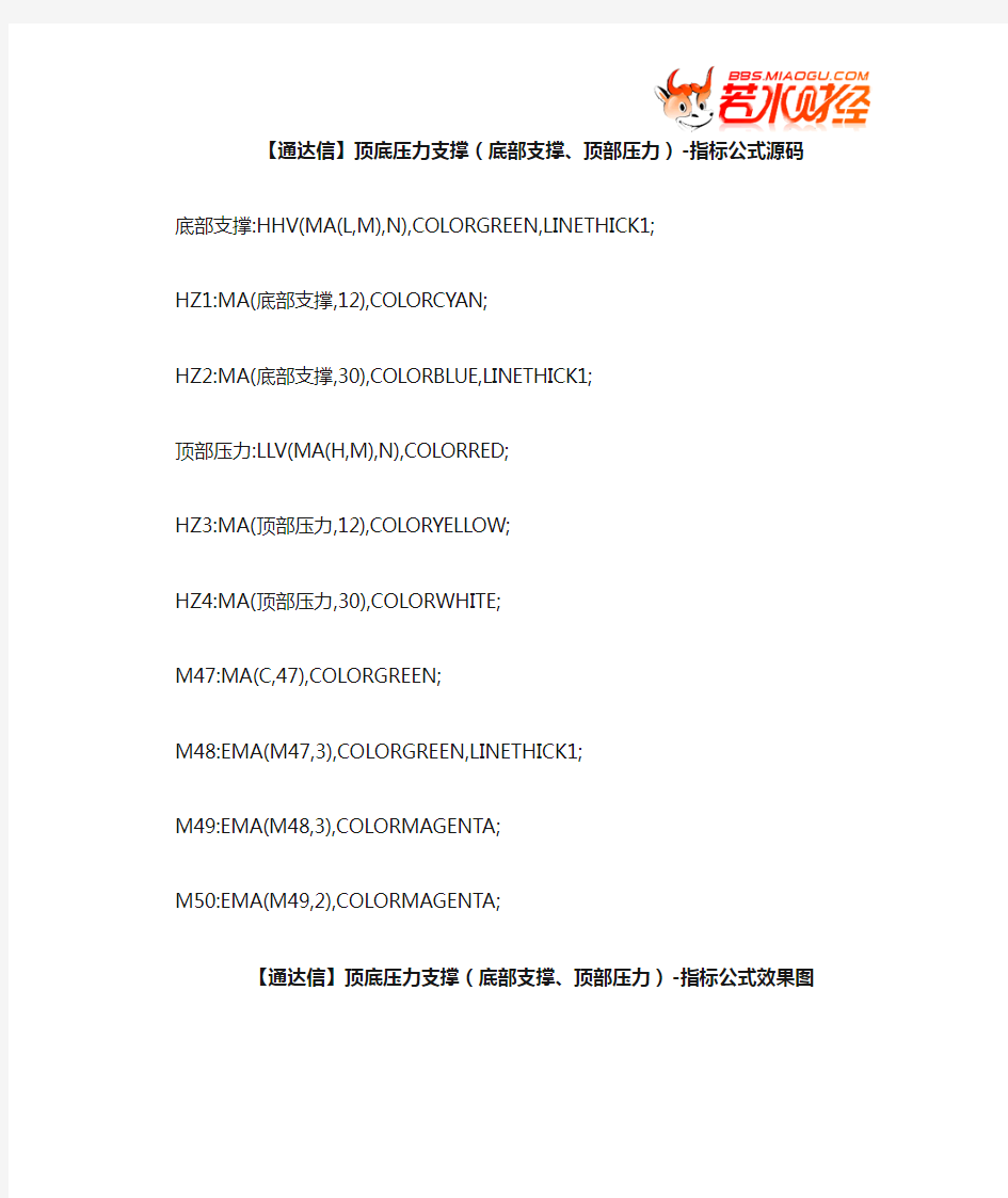 【股票指标公式下载】-【通达信】顶底压力支撑(底部支撑、顶部压力)