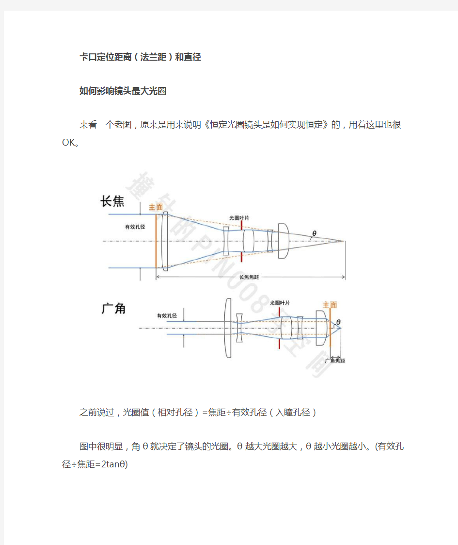 卡口定位距离(法兰距)如何影响镜头最大光圈