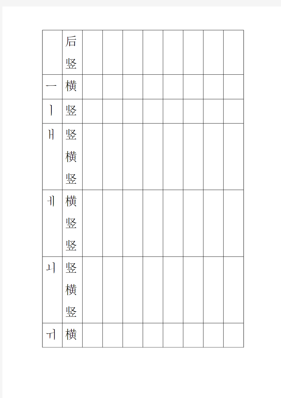 韩文字母书写表