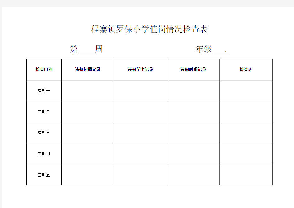 红领巾佩戴情况检查表