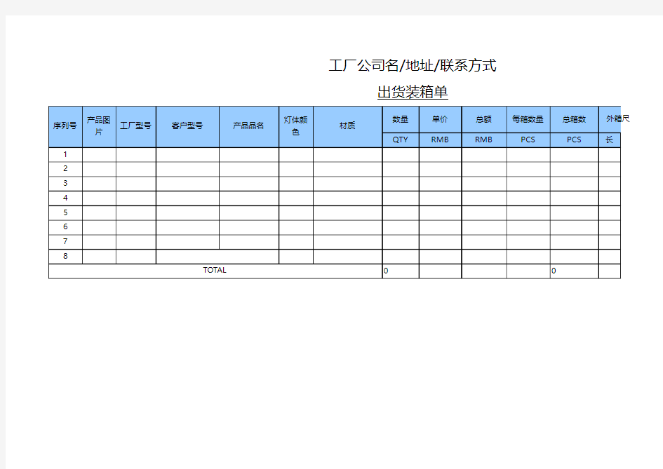 出货装箱单格式表 FROM