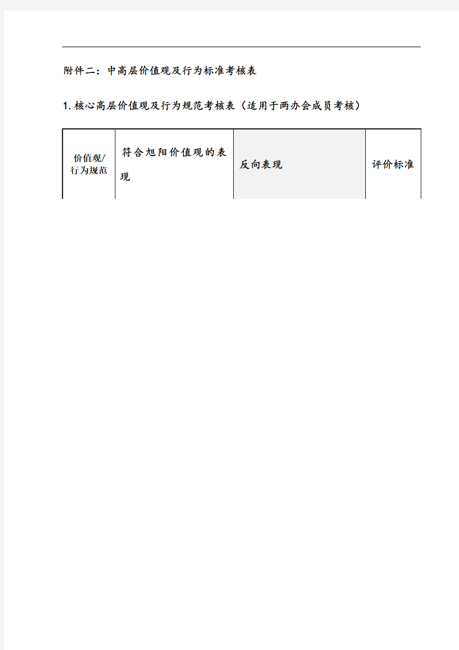 价值观及行为标准考核表0104