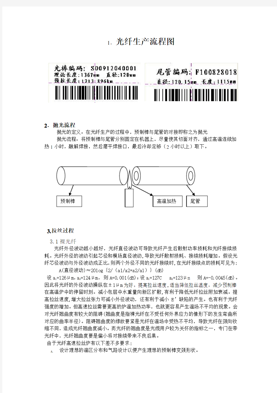 光纤生产流程图