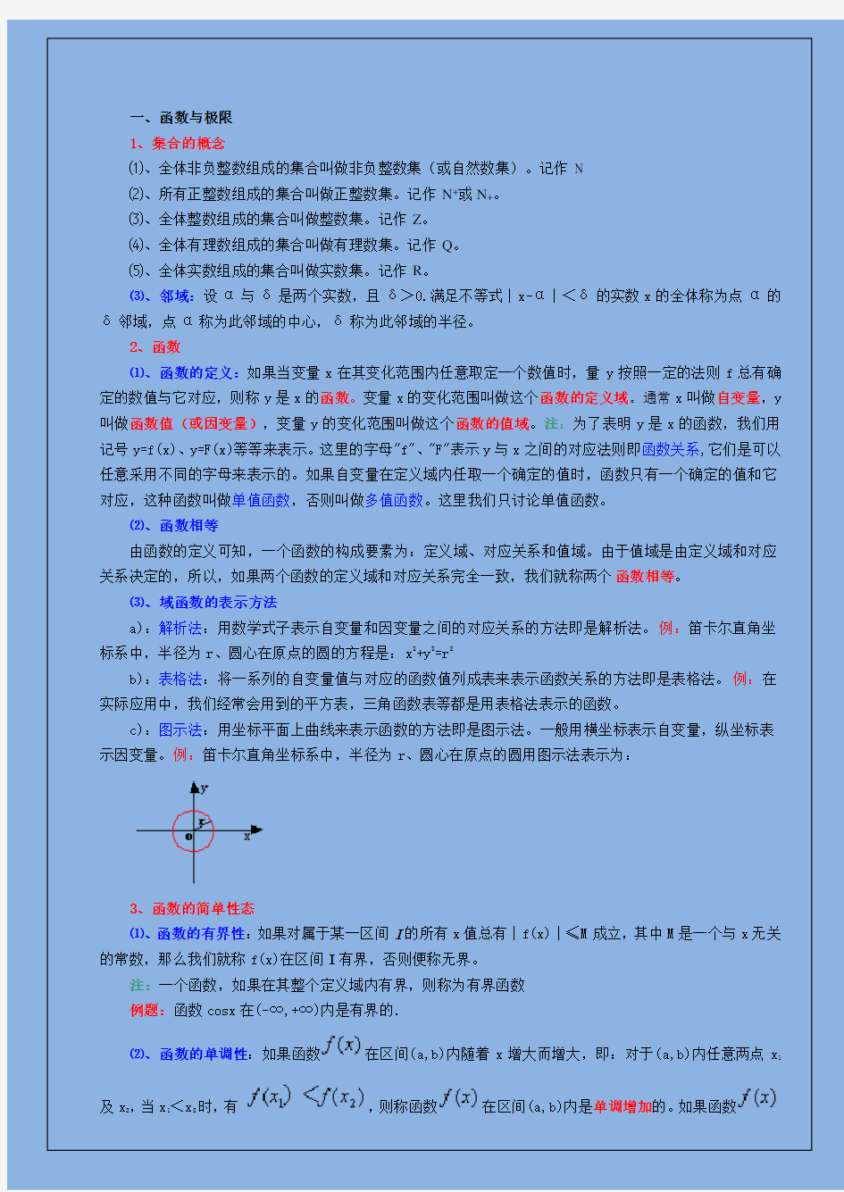 高等数学基本知识点大全大一复习-考研必备