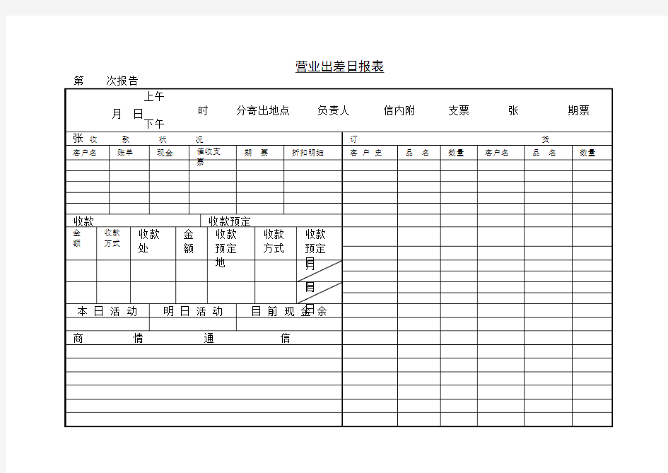 营业出差日报表