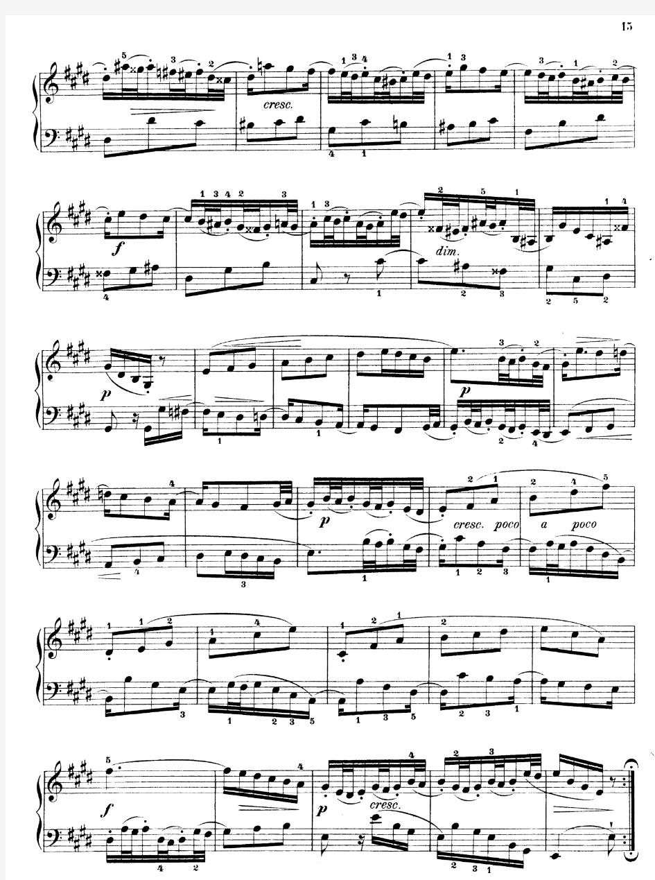 巴赫 二声部创意曲 BWV 772-786 第6首 带指法标记