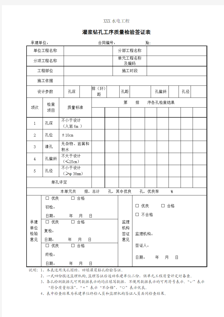 固结灌浆工序表格