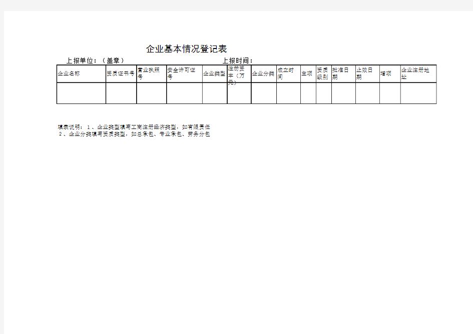 企业基本情况登记表