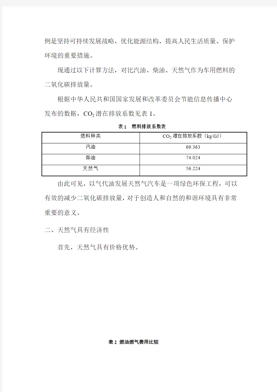 天然气用作汽车燃料的优缺点