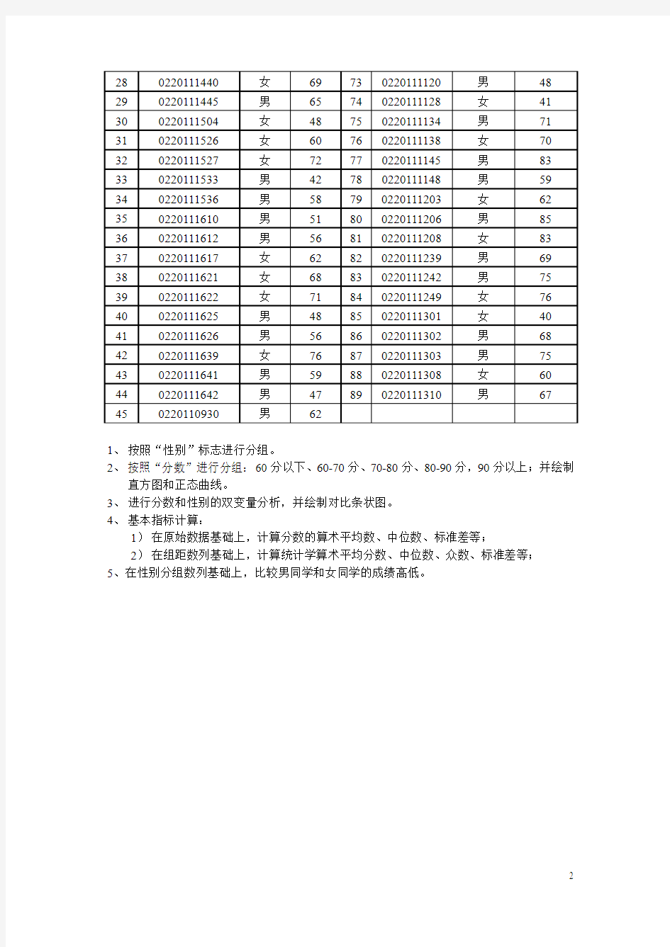 项目一：统计整理与描述统计实验项目(学生版)