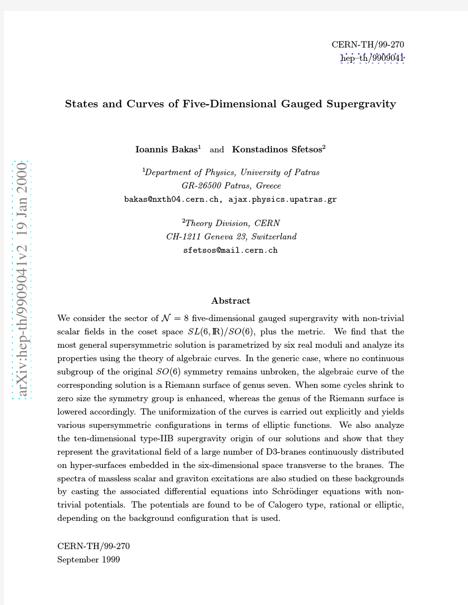 States and Curves of Five-Dimensional Gauged Supergravity
