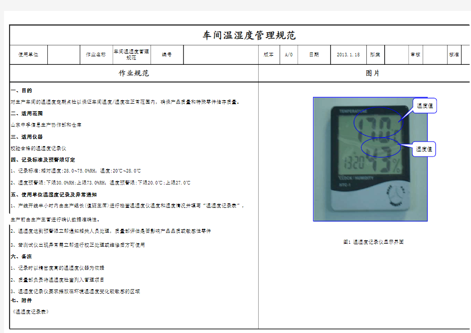 车间温湿度管理规范(OK)