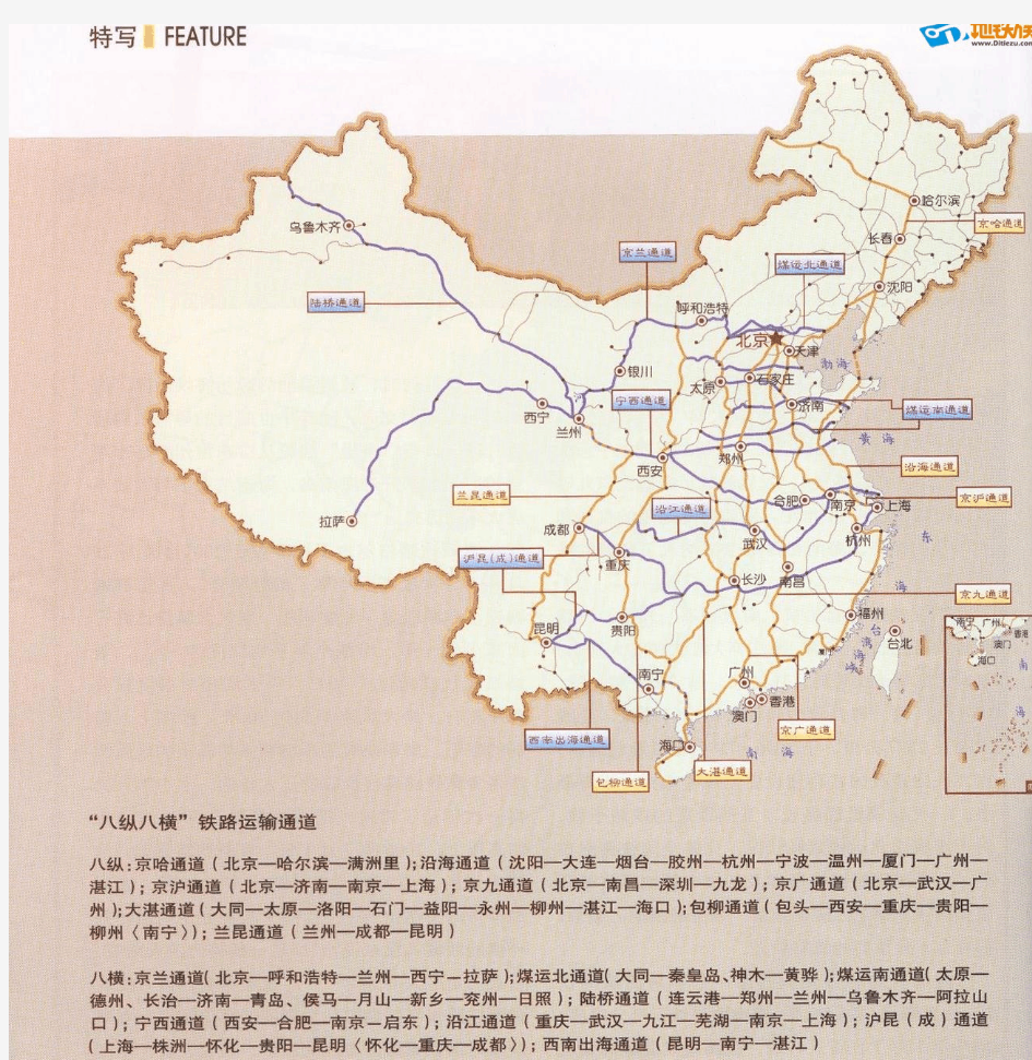 中国八纵八横铁路地图
