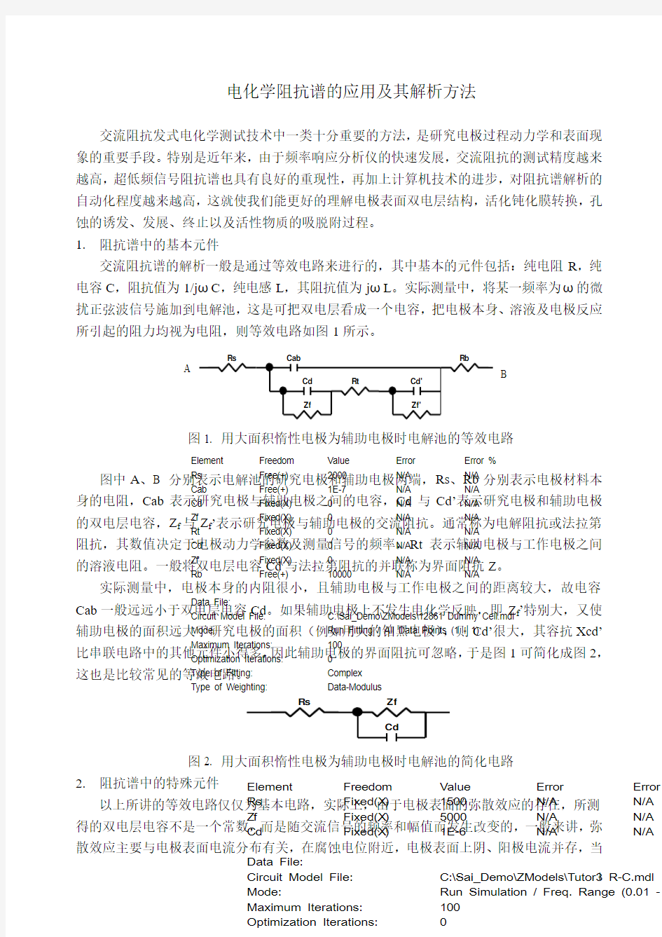 电化学阻抗谱的应用及其解析方法