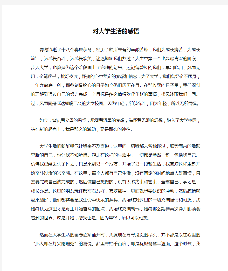 对大学生活的感悟