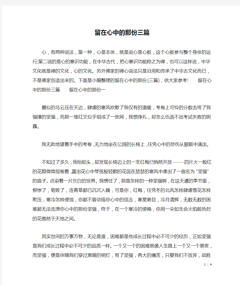 留在心中的那份三篇