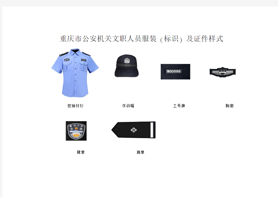 重庆市公安机关文职人员服装(标识)及证件样式
