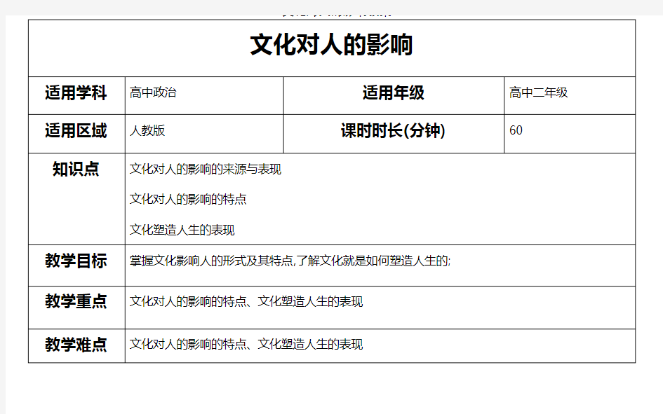 文化对人的影响教案