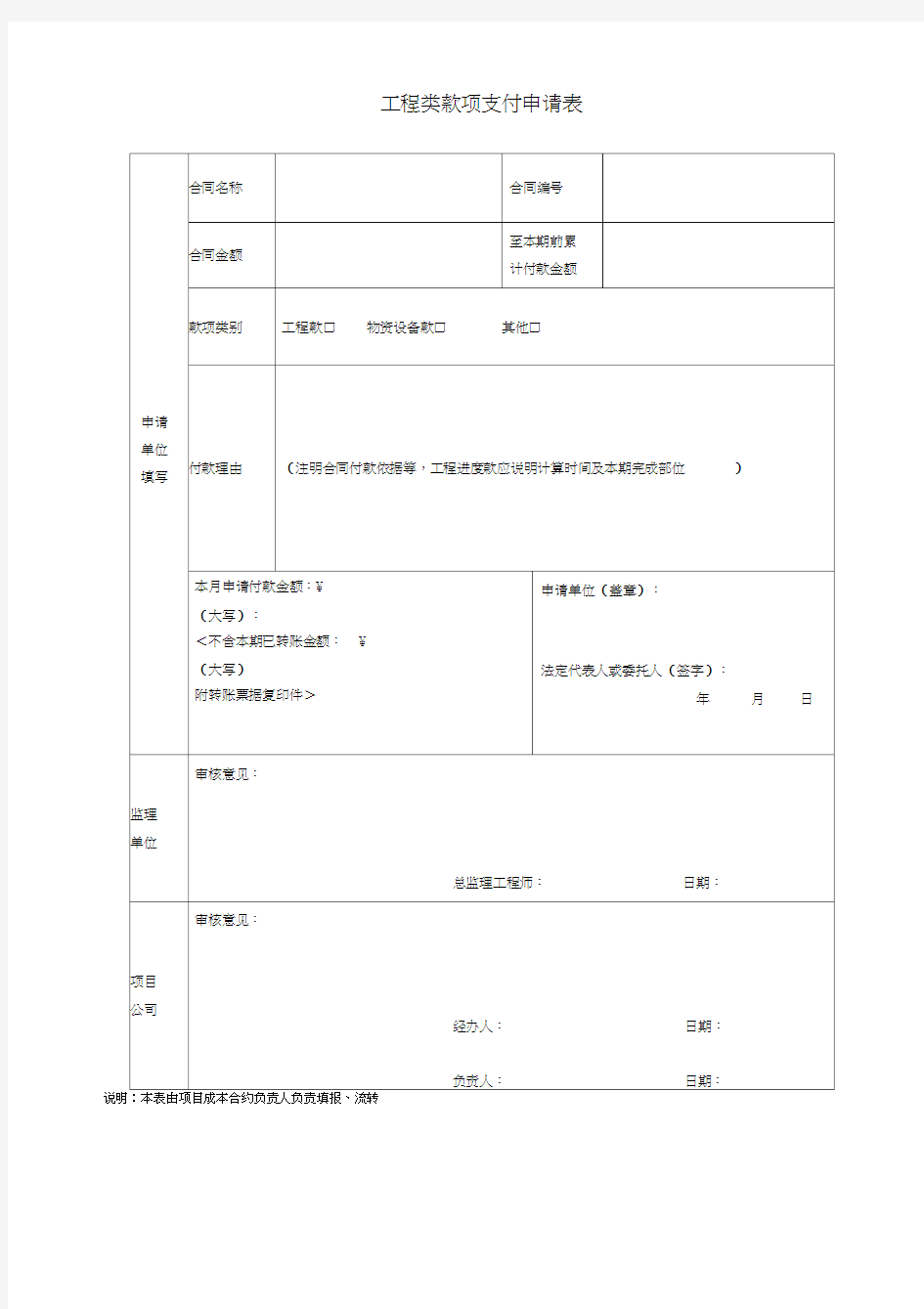 工程进度款申请格式