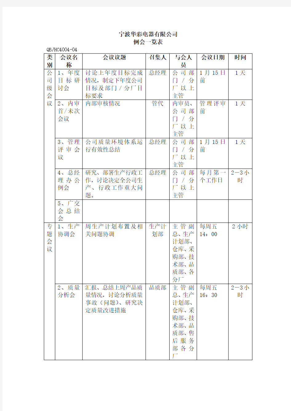 例会一览表表格格式