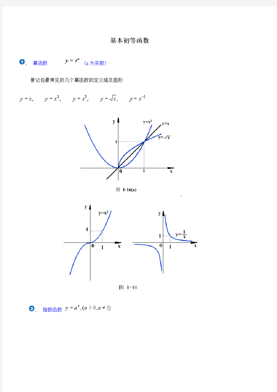 (考研实用)基本初等函数图像及性质