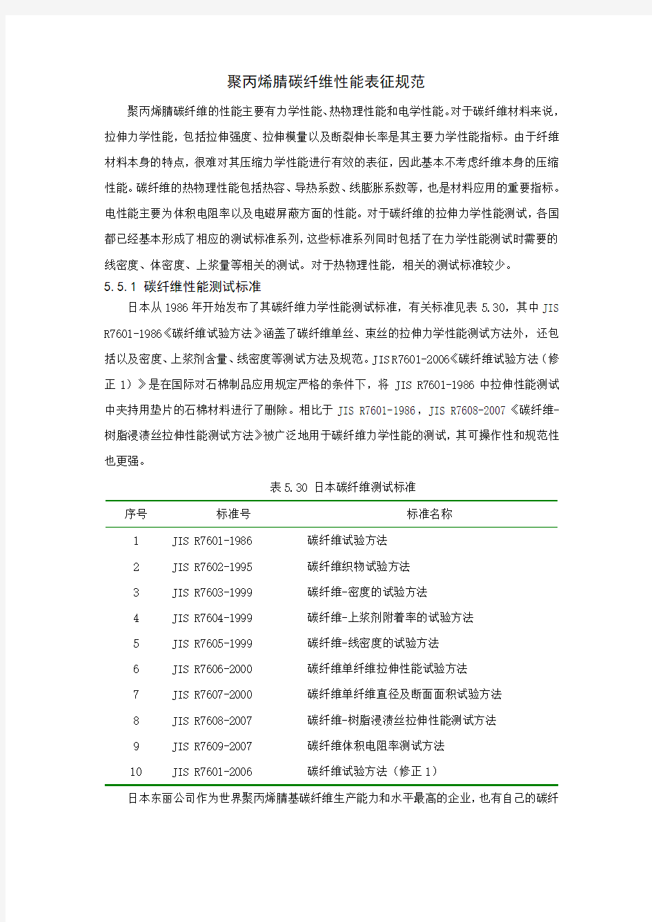 聚丙烯腈碳纤维性能表征规范(DOC)