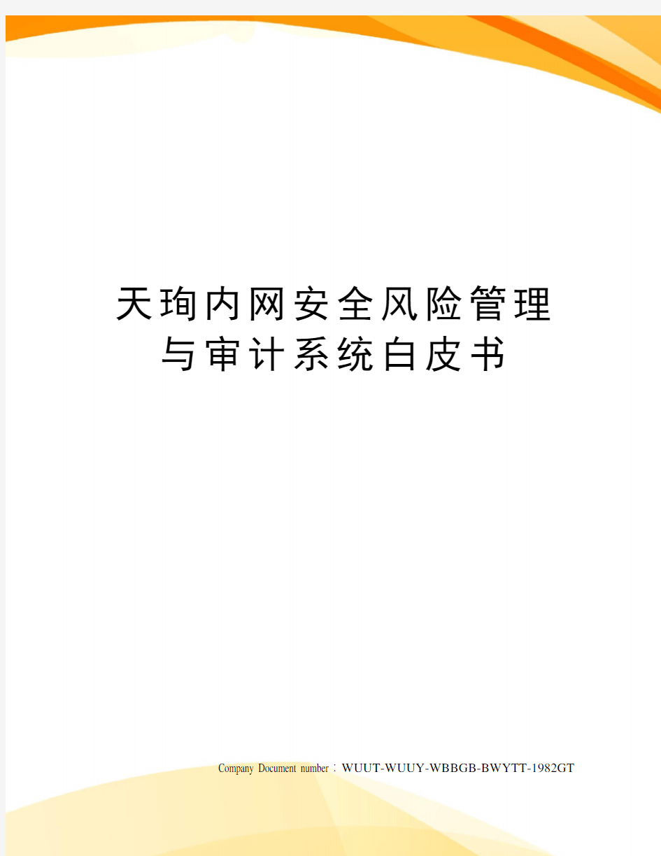 天珣内网安全风险管理与审计系统白皮书