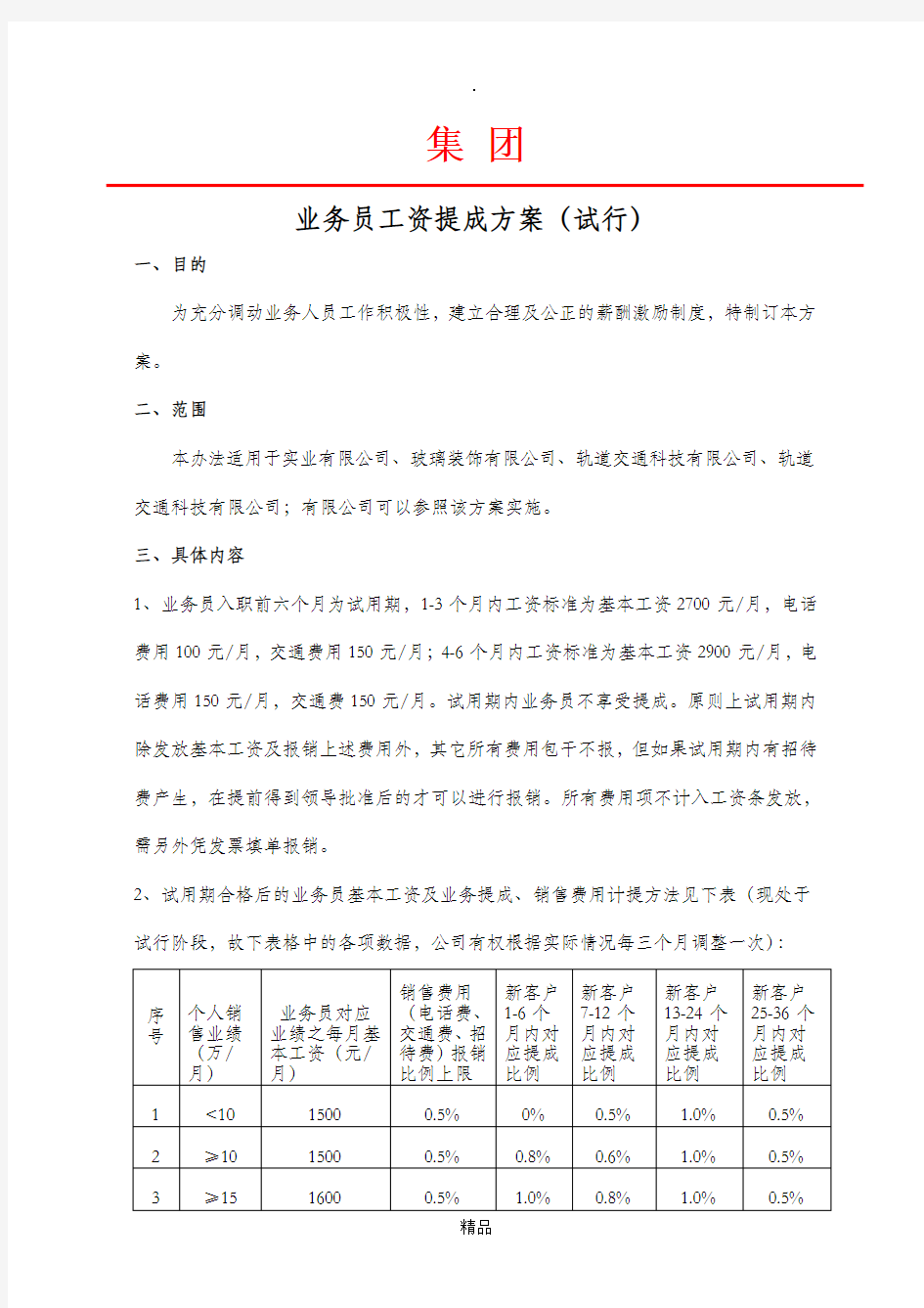 业务员提成方案70183