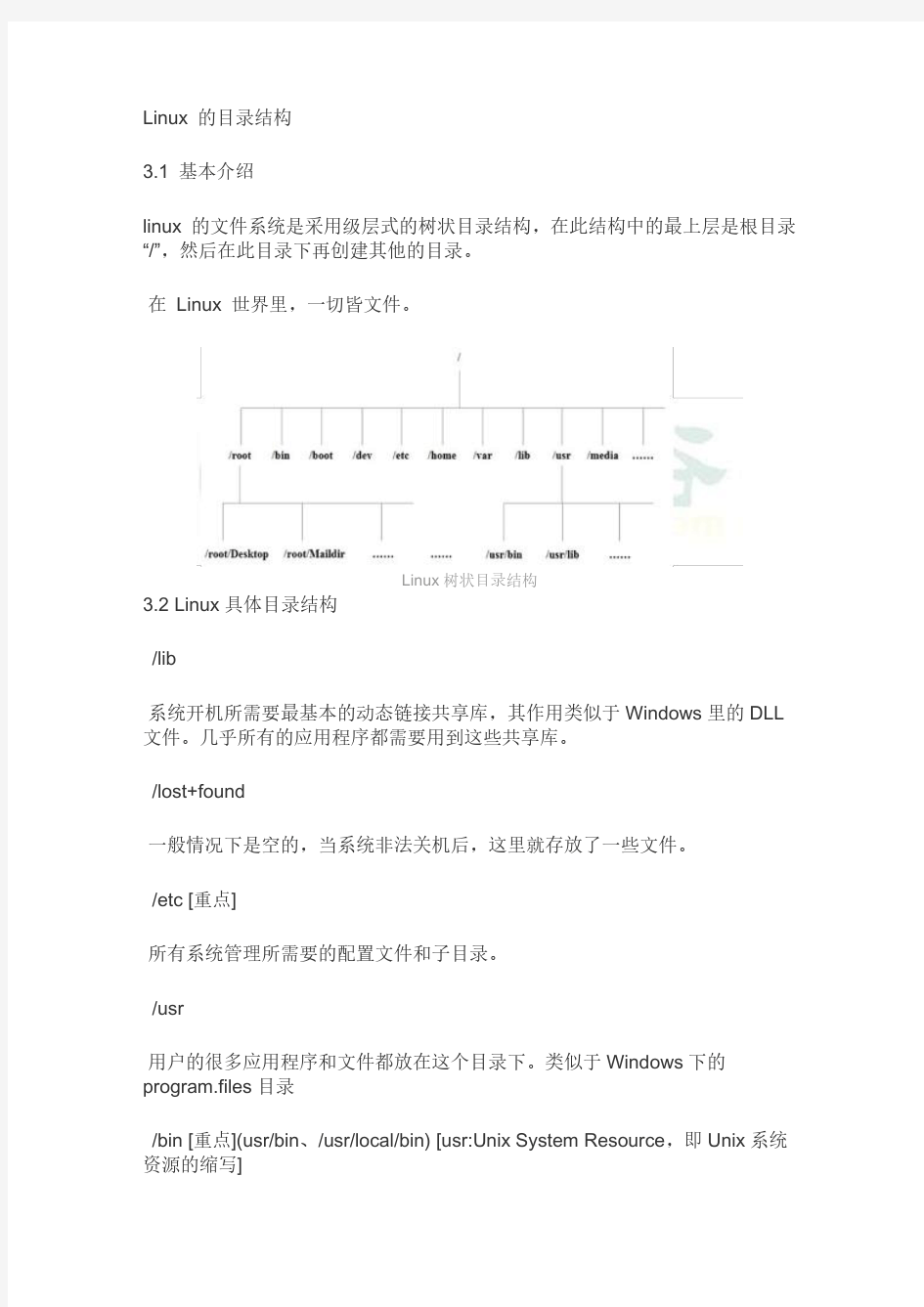 linux目录结构及作用