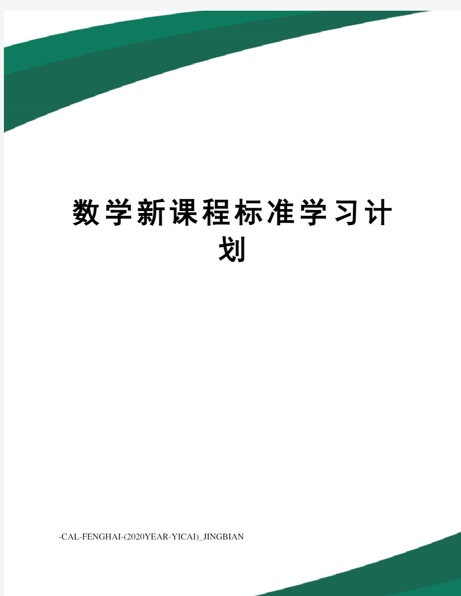 数学新课程标准学习计划