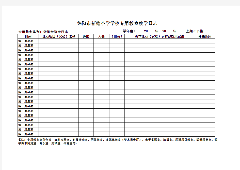 专用教室教学日志