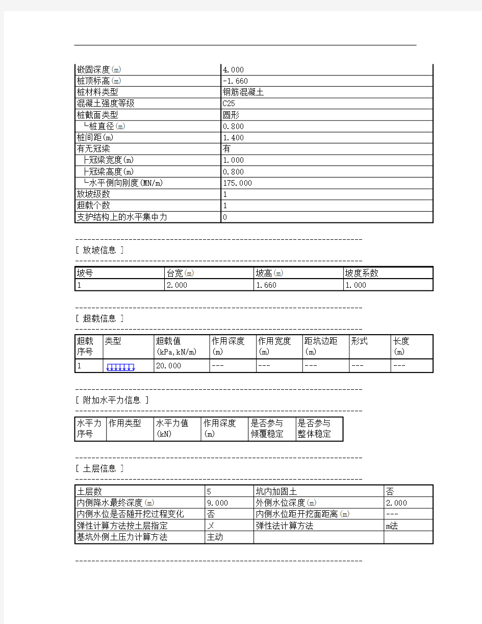 理正深基坑7.0基坑支护计算例题排桩内支撑7