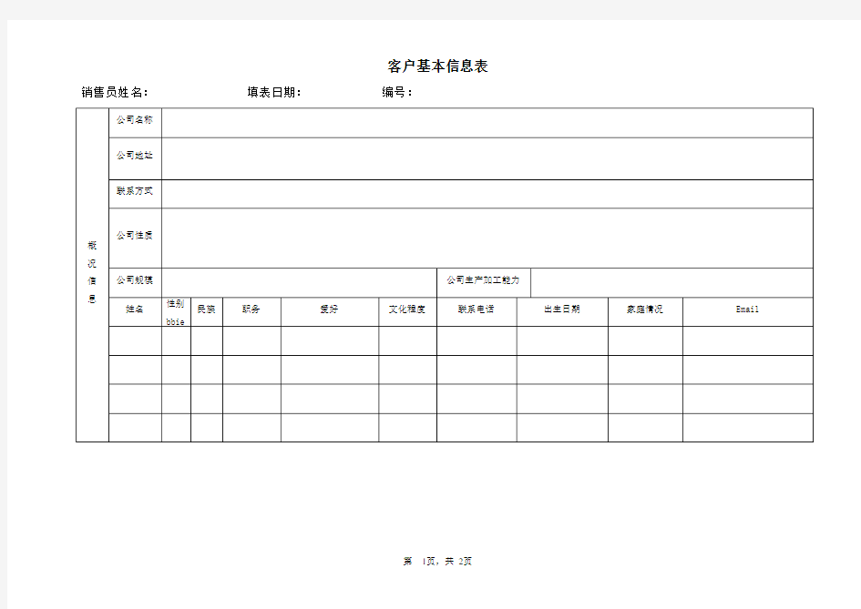 客户基本信息表