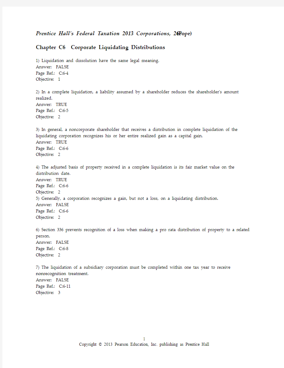 Prentice hall's federal taxation test bank chapter 6