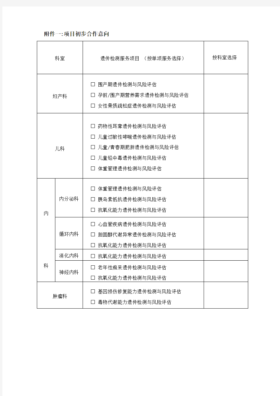 妇幼保健遗传检测项目