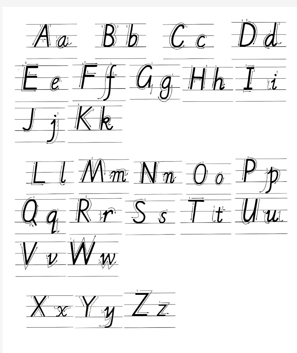 26个英语字母手写体示范