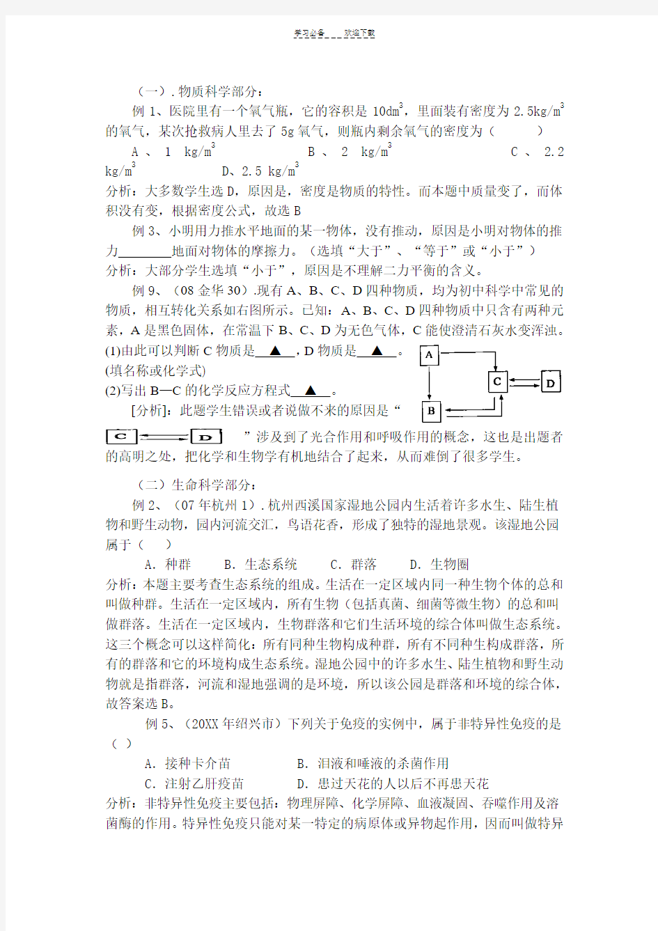 中考科学专题复习策略